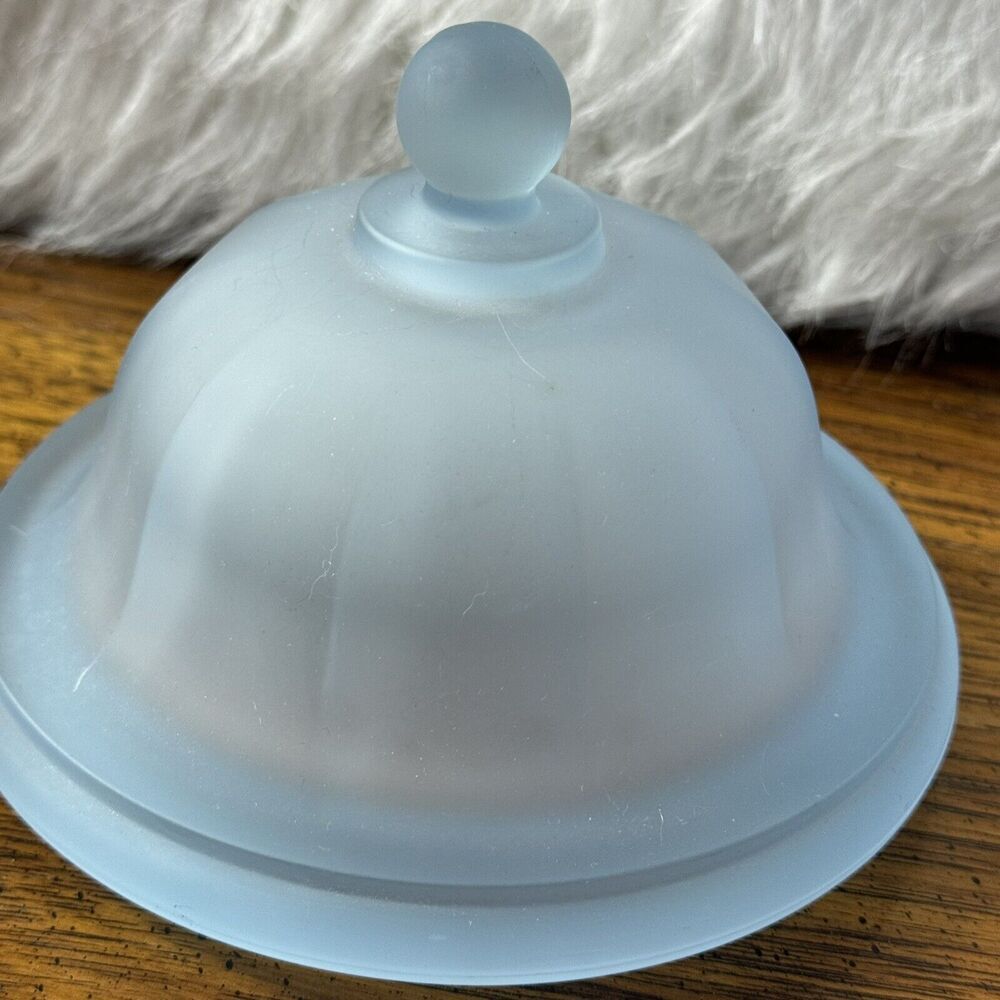 Vintage Indiana Glass Blue Satin Frosted Panel Apothecary Ginger Jar w/‎ Lid - Picture 7 of 15